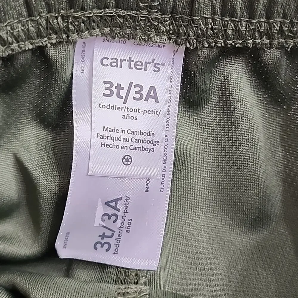 Carters 3T Green Active Shorts, NWOT